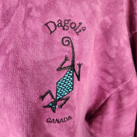 Vintage Dagoli 1/4 Zip Pullover Sweatshirt Indigenous Tie Dye Magenta Medium - Picture 7 of 11